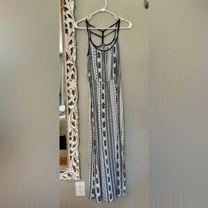 White and blue floral maxi dress
